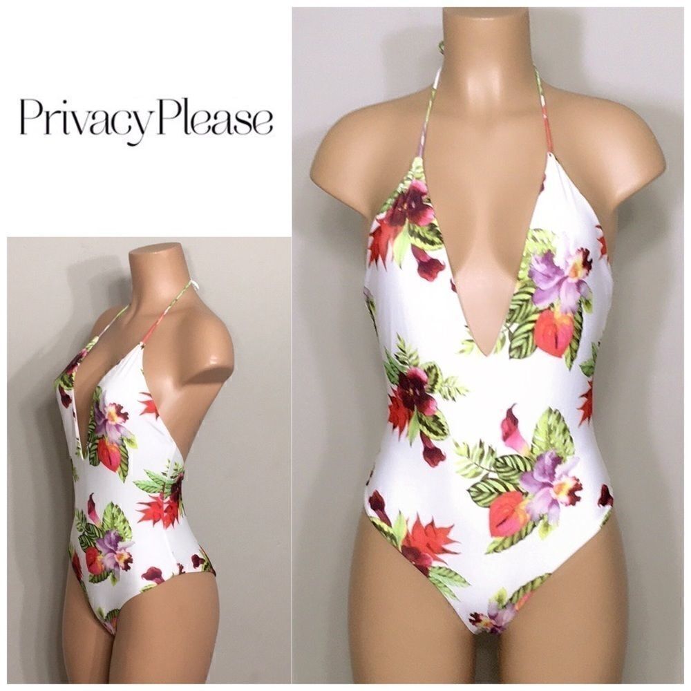 New. Privacy Please orchid plunge swimsuit. Medium but runs small